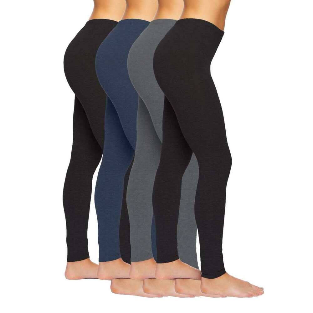 Felina Velvety Soft Lightweight Leggings 4-Pack Size SmallBlack Gray Navy / Smal